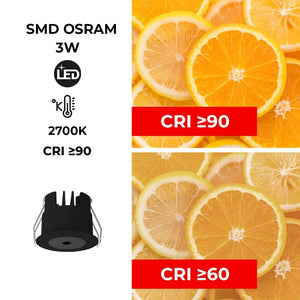 Downlight LED Mini 3W - Chip OSRAM - Bajo UGR - CRI 90 - Ø 40mm (20)