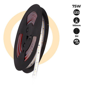 Tira LED 220V 75W (600xSMD2835) 12mm IP67 Rollo 5 metros - Barcelona Led-