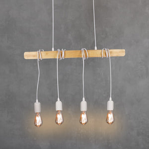 Lámpara colgante vintage madera "Otto" - 4 x E27 - Barcelona Led-Decoración