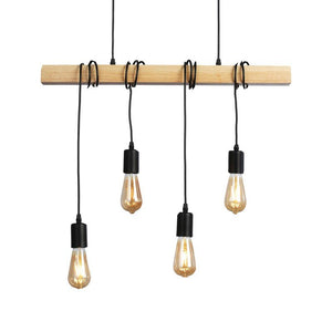 Lámpara colgante vintage madera "Otto" - 4 x E27 - Barcelona Led-Decoración