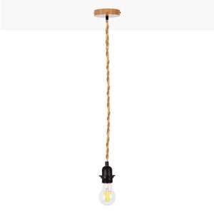 Lámpara colgante de madera y cuerda para bombilla E27 130cm - Barcelona Led-