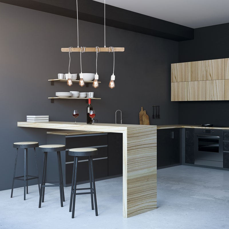 Lámpara colgante vintage madera "Otto" - 4 x E27