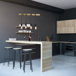 Lámpara colgante vintage madera "Otto" - 4 x E27 (24)