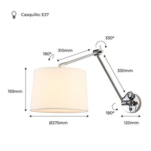 Aplique de pared cilíndrico con diseño clásico y articulado "ELBOW" E27 - Barcelona Led-Decoración