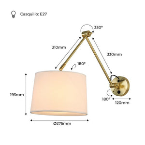 Aplique de pared cilíndrico con diseño clásico y articulado "ELBOW" E27 - Barcelona Led-Decoración