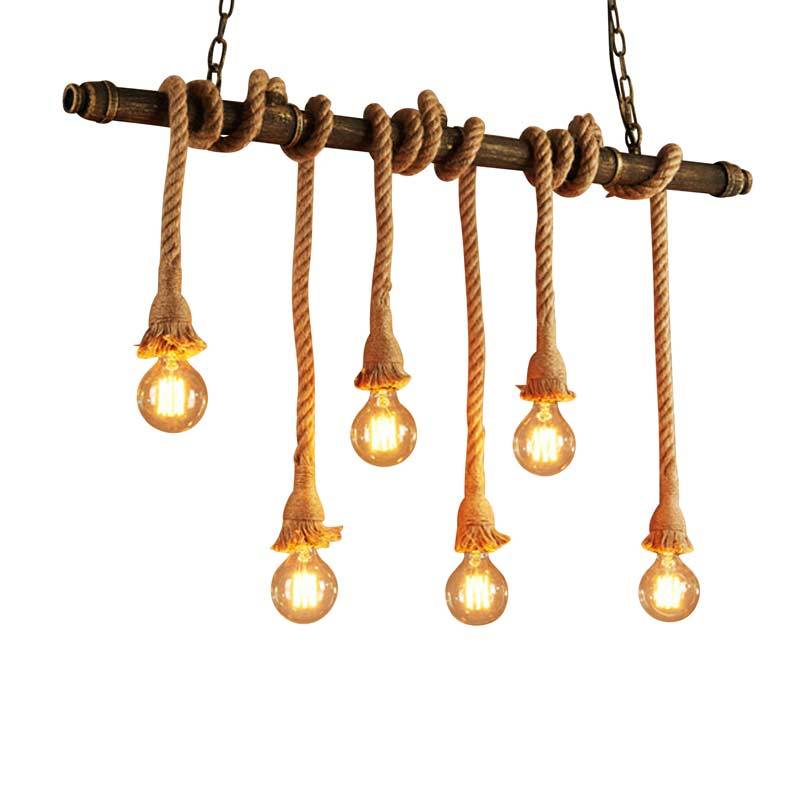 Lámpara colgante de tubería "ROPE" con 6 cuerdas (1)