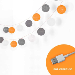 Guirnalda LED bolas de algodón 20 Bolas con USB 3m-IP44-4cm - Barcelona Led-