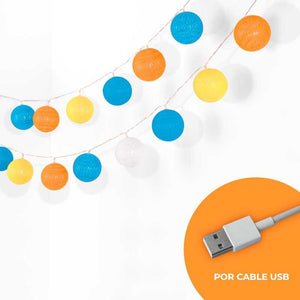 Guirnalda LED bolas de algodón 20 Bolas con USB 3m-IP44-4cm - Barcelona Led-