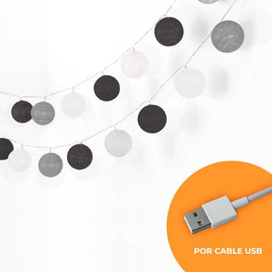Guirnalda LED bolas de algodón 20 Bolas con USB 3m-IP44-4cm - Barcelona Led-
