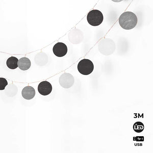 Guirnalda LED bolas de algodón 20 Bolas con USB 3m-IP44-4cm - Barcelona Led-