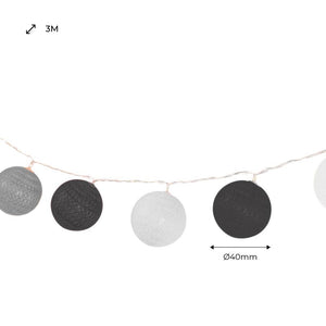Guirnalda LED bolas de algodón 20 Bolas con USB 3m-IP44-4cm - Barcelona Led-