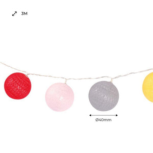 Guirnalda LED bolas de algodón 20 Bolas con USB 3m-IP44-4cm - Barcelona Led-