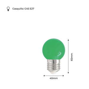 Bombilla de colores LED E27 G45 - 1W - Barcelona Led-