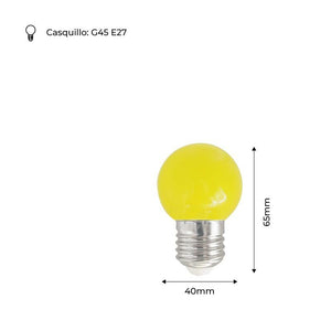 Bombilla de colores LED E27 G45 - 1W - Barcelona Led-