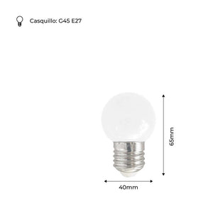 Bombilla de colores LED E27 G45 - 1W (25)