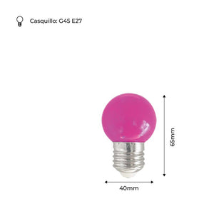 Bombilla de colores LED E27 G45 - 1W (26)