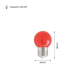 Bombilla de colores LED E27 G45 - 1W - Barcelona Led-