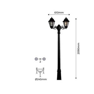 Farola doble exterior FUMAGALLI "Gigi Bisso/Anna" - 2x E27 - CCT - IP55 - Barcelona Led-