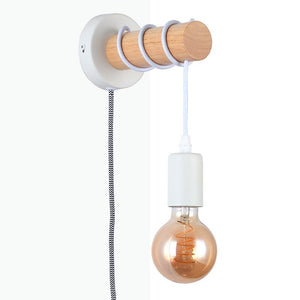 Aplique de pared madera con interruptor y enchufe "MILA" - Barcelona Led-Decoración