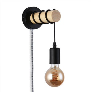 Aplique de pared madera con interruptor y enchufe "MILA" - Barcelona Led-Decoración