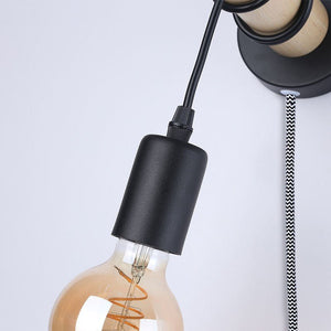 Aplique de pared madera con interruptor y enchufe "MILA" - Barcelona Led-Decoración