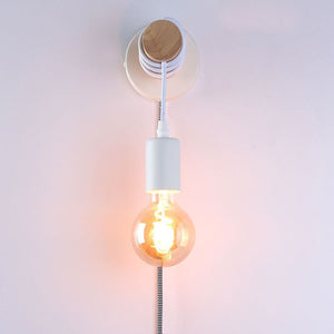 Aplique de pared madera con interruptor y enchufe "MILA" - Barcelona Led-Decoración