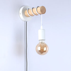 Aplique de pared madera con interruptor y enchufe "MILA" - Barcelona Led-Decoración