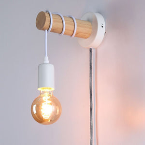 Aplique de pared madera con interruptor y enchufe "MILA" - Barcelona Led-Decoración
