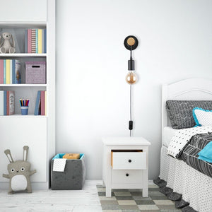 Aplique de pared madera con interruptor y enchufe "MILA" - Barcelona Led-Decoración