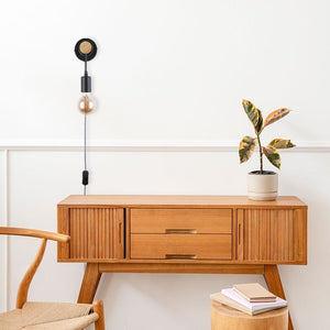 Aplique de pared madera con interruptor y enchufe "MILA" - Barcelona Led-Decoración