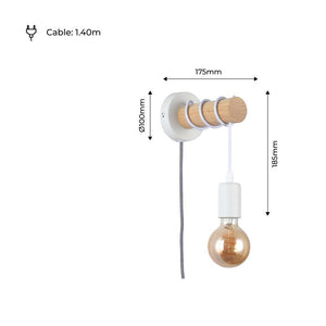 Aplique de pared madera con interruptor y enchufe "MILA" (23)