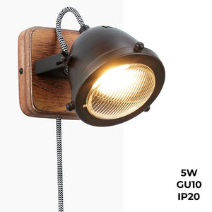 Aplique de pared industrial "Mott" - Orientable - GU10 Incluida