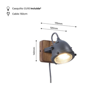 Aplique de pared industrial "Mott" - Orientable - GU10 Incluida - Barcelona Led-Decoración