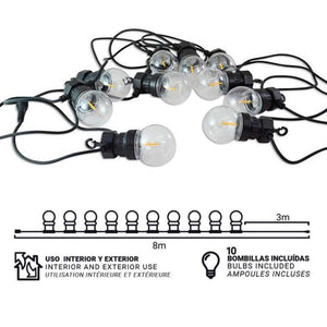 Guirnalda luminosa LED 10 bombillas integradas - 8 metros - Barcelona Led-
