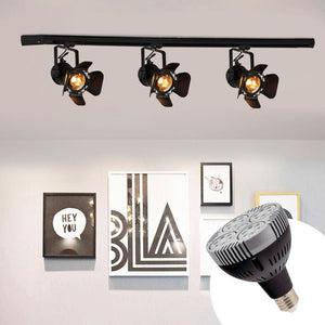KIT Foco carril trifásico orientable "Cinema" + Bombilla LED PAR30 E27 - Barcelona Led-