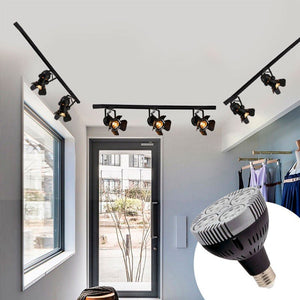 KIT Foco carril trifásico orientable "Cinema" + Bombilla LED PAR30 E27 - Barcelona Led-