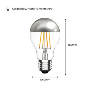 Bombilla Led Efecto Espejo Plateada E27 6W - Barcelona Led-