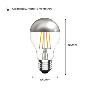 Bombilla Led Efecto Espejo Plateada E27 6W (5)