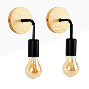 Pack de 2 Apliques de pared en madera con flexo de metal "Morgan" (2)