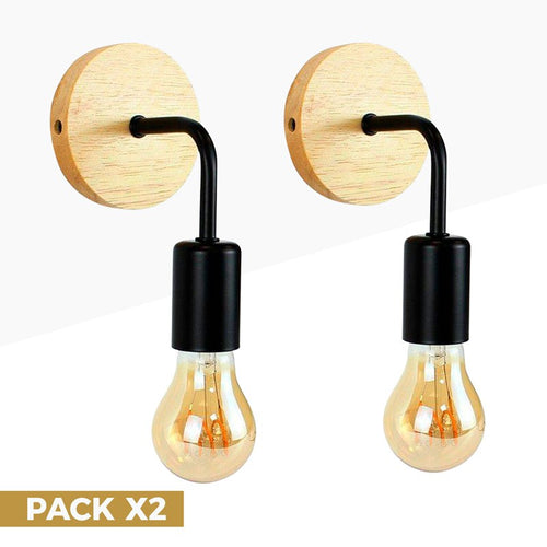Pack of 2 Wall sconces in wood with metal flexo