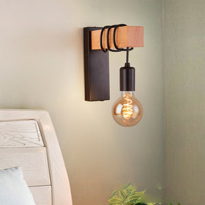 Pack X2 Apliques de pared rústicos de madera "RUDER" E27 (5)