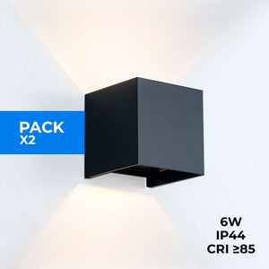 Pack de 2 Apliques de pared "KURTIN" 6W apertura de luz regulable