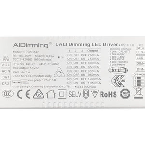 Driver regulable DALI PUSH 0-10V 9-42V 44W multicorriente (700-1050mA) (1)