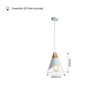 Lámpara colgante nórdica en metal y madera "ADOR" - Barcelona Led-Decoración