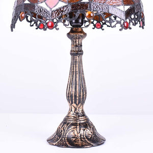 Lámpara de mesa inspiración "Tiffany" con mosaico floral en cristal (3)