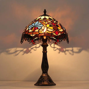 Lámpara de mesa inspiración "Tiffany" con mosaico floral en cristal - Barcelona Led-Decoración