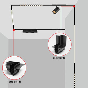 Unión en L para carriles magnéticos empotrables 20 mm - Horizontal (6)