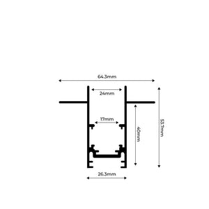 Unión en L para carriles magnéticos empotrables 20 mm - Horizontal (7)