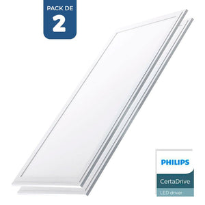 Pack de 2 paneles LED slim 120X30 cm - Driver Philips - 44W - UGR19 - IP40