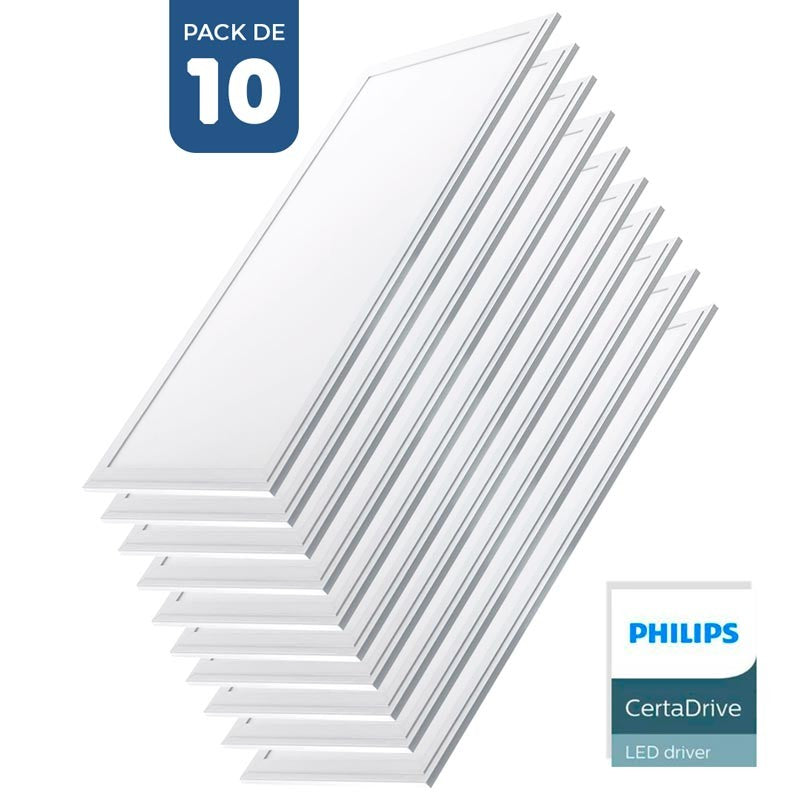 Pack de 10 paneles LED slim 120X30 cm - Driver Philips - 44W - UGR19 - IP40